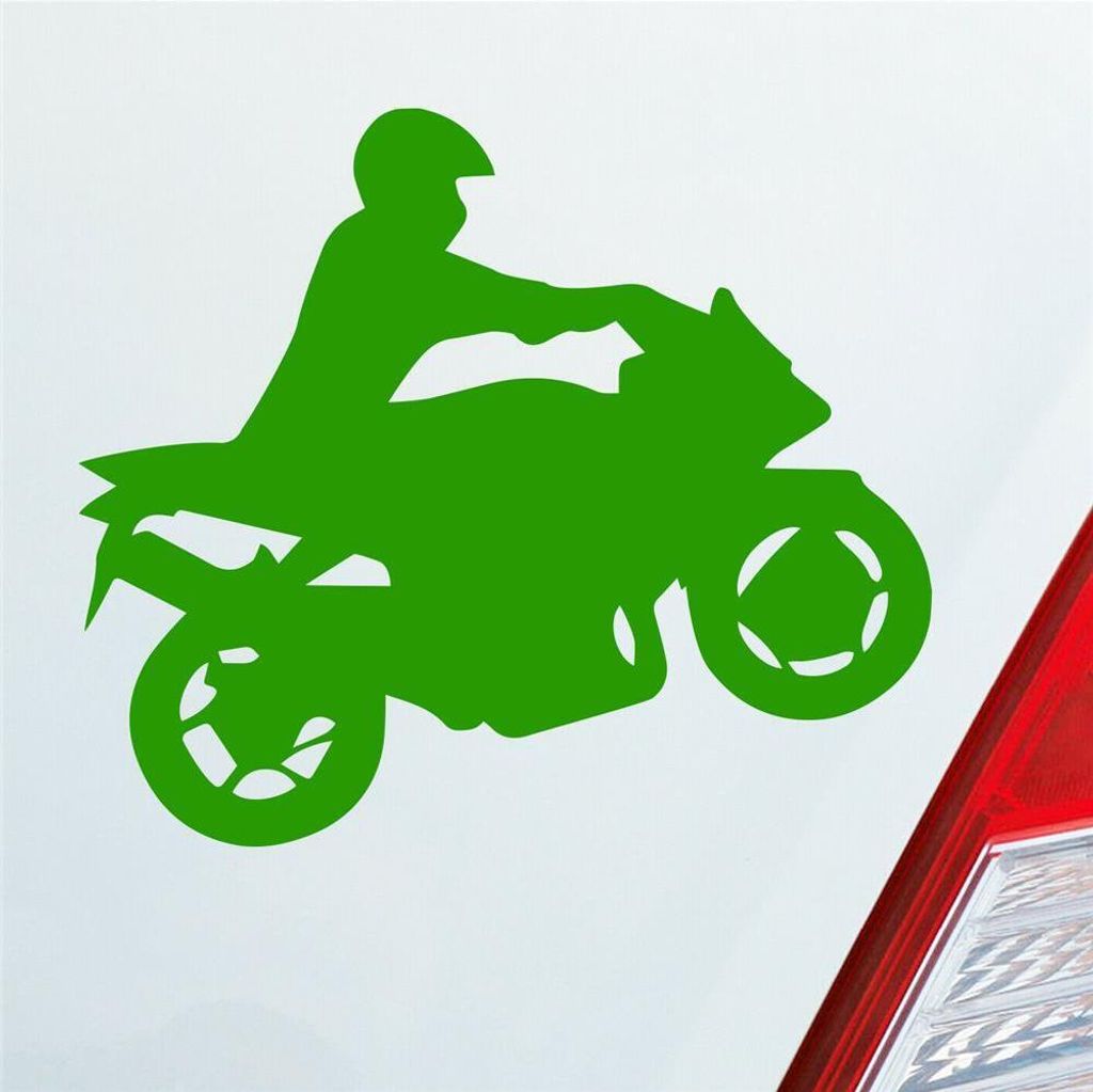 Auto Aufkleber Mopped Bike Moped Motorrad 10x8,5 cm Hellgrün Sticker Heckscheibenaufkleber