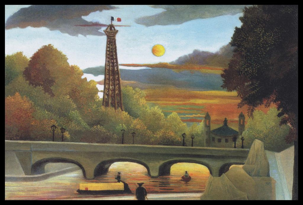 Poster 60x40cm Seine und Eiffelturm, Rousseau Vintage für das Wohnzimmer