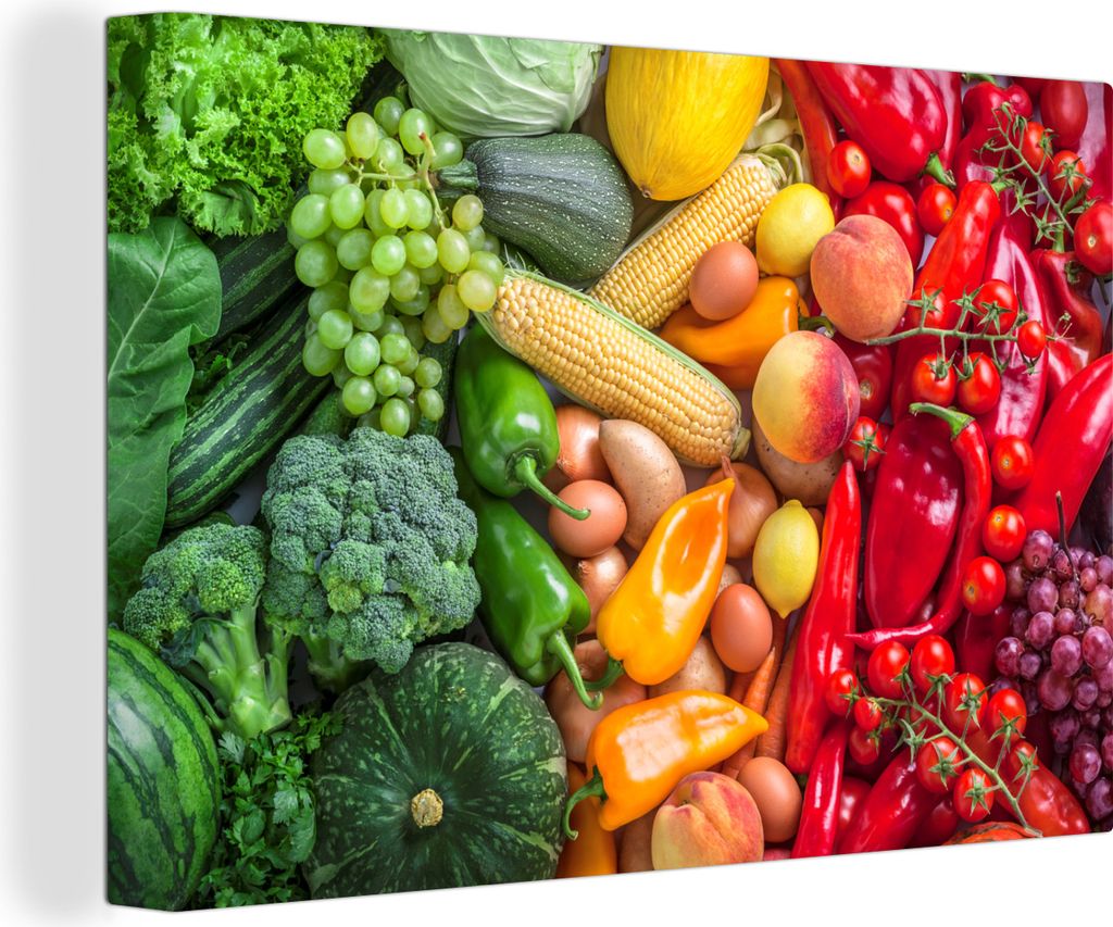 OneMillionCanvasses - Leinwandbilder - 150x100 cm, Obst - Gemüse - Regenbogen, Wandbilder Kunstdruck Wanddekoration