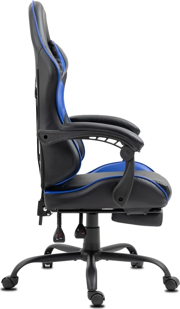 Poltrona da Gioco Delman Blu 02-0042: Sedia Massaggiante con Poggiapiedi - 4