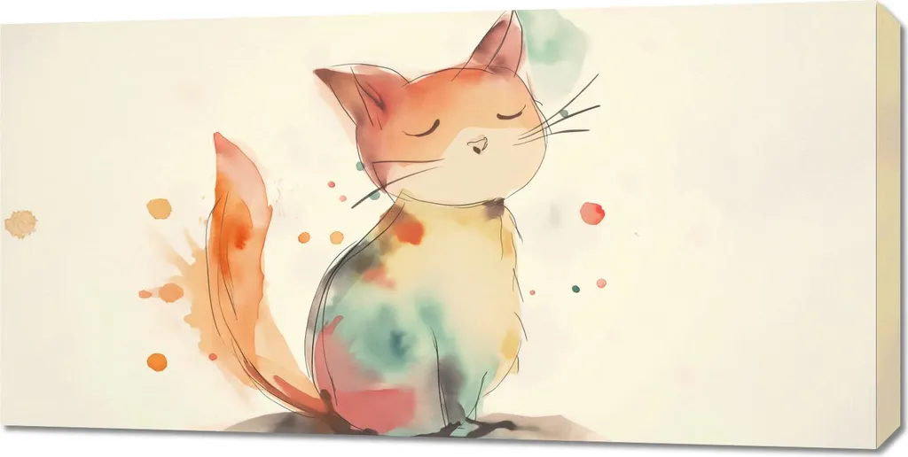 Image 100 x 50 cm Tête de chat Pensées - Tableau Décoratif Moderne
