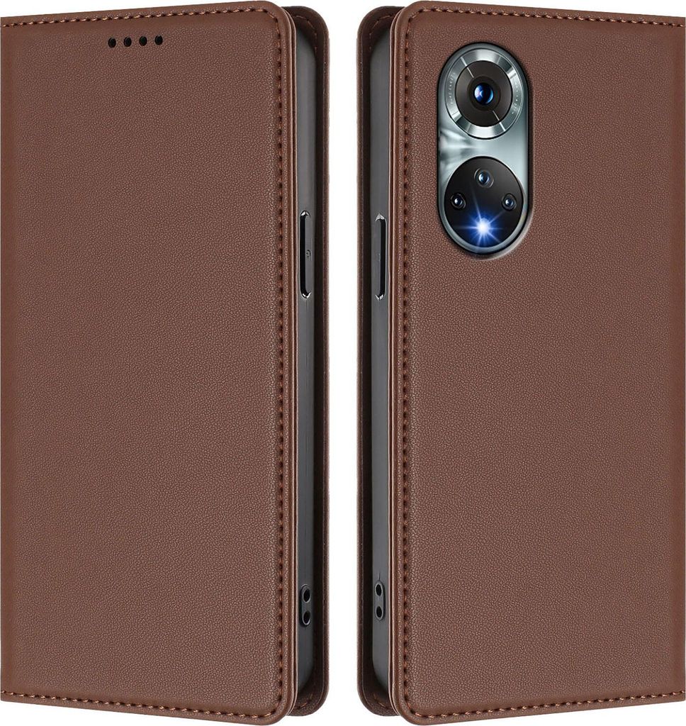 Handyhülle für Huawei Nova 9 /Honor 50, Kunstleder Klapphülle Stoßfeste Magnetische Hülle mit Ständer Braun