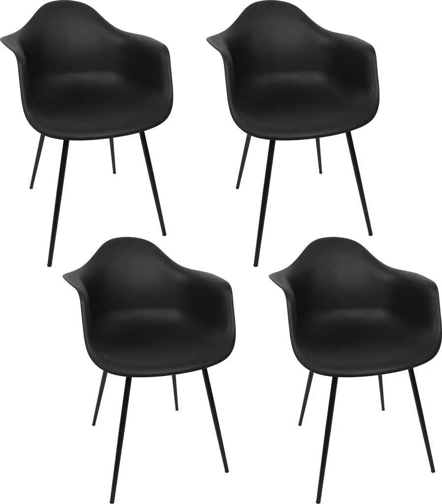 Fauteuil Gustav Noir (Lot de 4) - Assise Rembourrée et Dossier Ergonomique