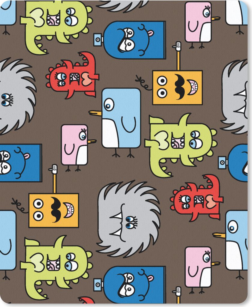 MuchoWow Mauspad Mousepad Muster - Monster - Tiere - Kinder - Kinder 30x40 cm - Mousepads - Maus Mat - Pad - Mausunterlage - Mausmatten