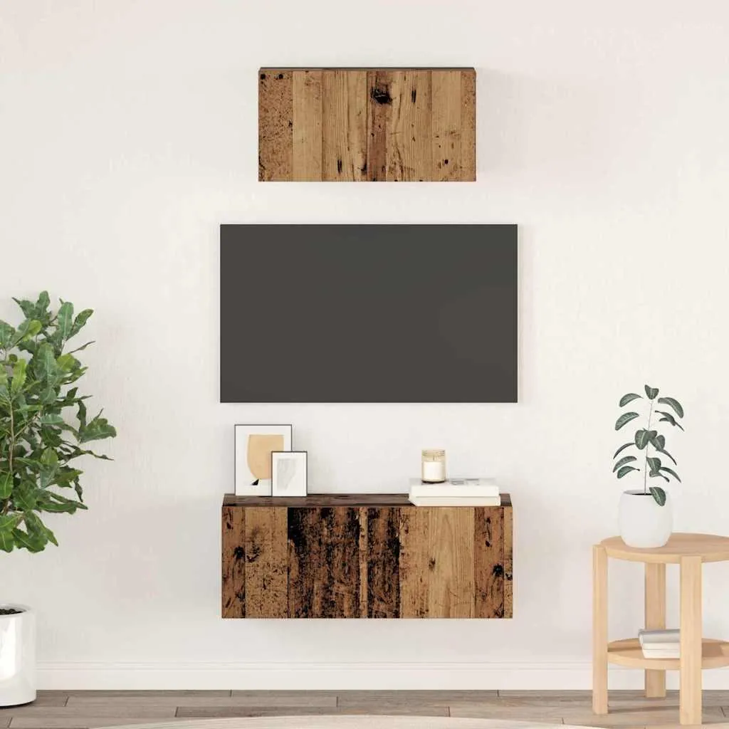 Mobili TV Parete Octo6623091 in Legno Riciclato | Stile Unico 2 Pz