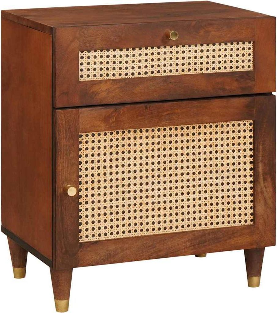 Möbel Nachttische Braun Rattan und massivem Mango Holz - Produktbild 