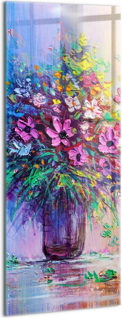 Designer Glasbild - Wandbild - Glas Bild - 50x125 cm - Blumen In Einer Vase