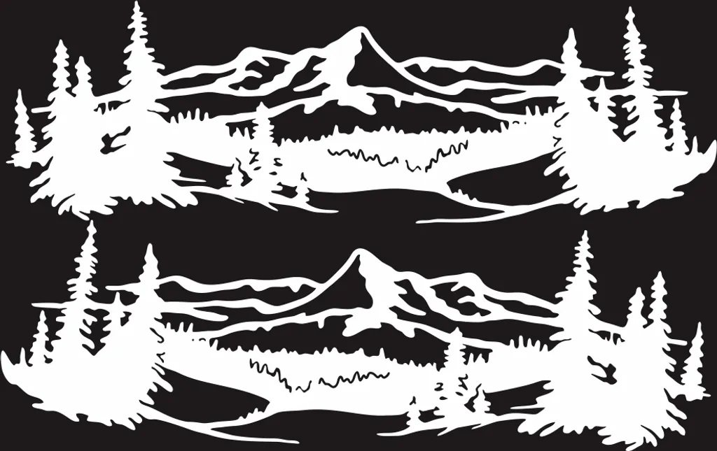 Adesivi Vinile Montagna Scena Nord 150cm per Fuoristrada e Camper Bianco