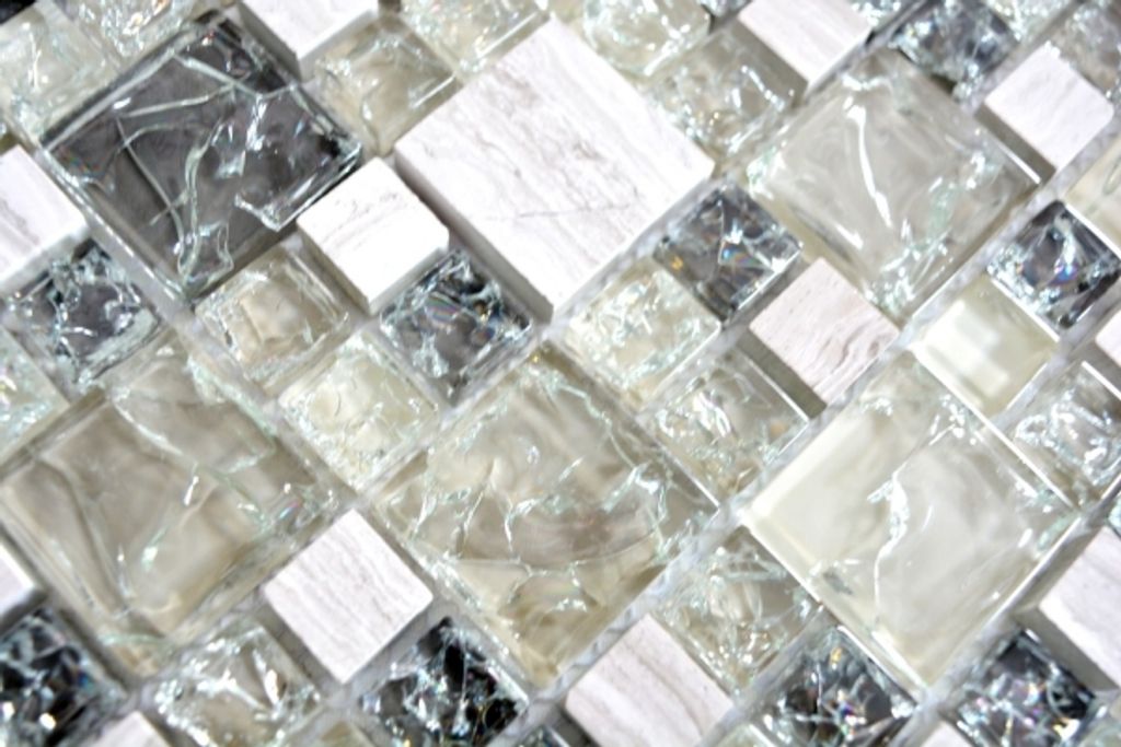 Handmuster Mosaikfliese Transluzent graugrün Kombination Produktbild 