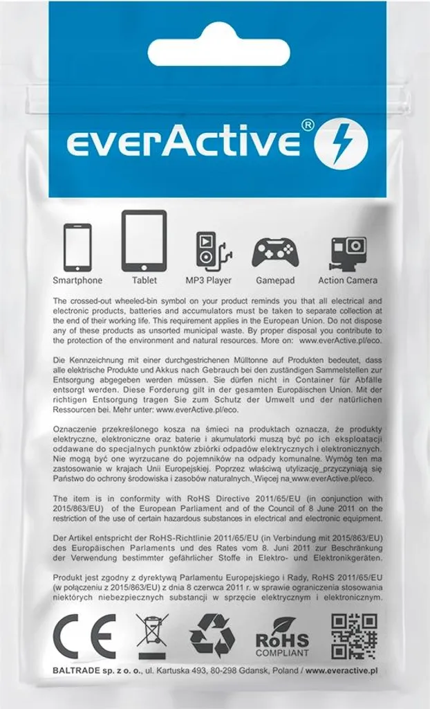 Cavo USB-C -> USB-C everActive CBB-1PDL 1m 60W display integrato nero - 5