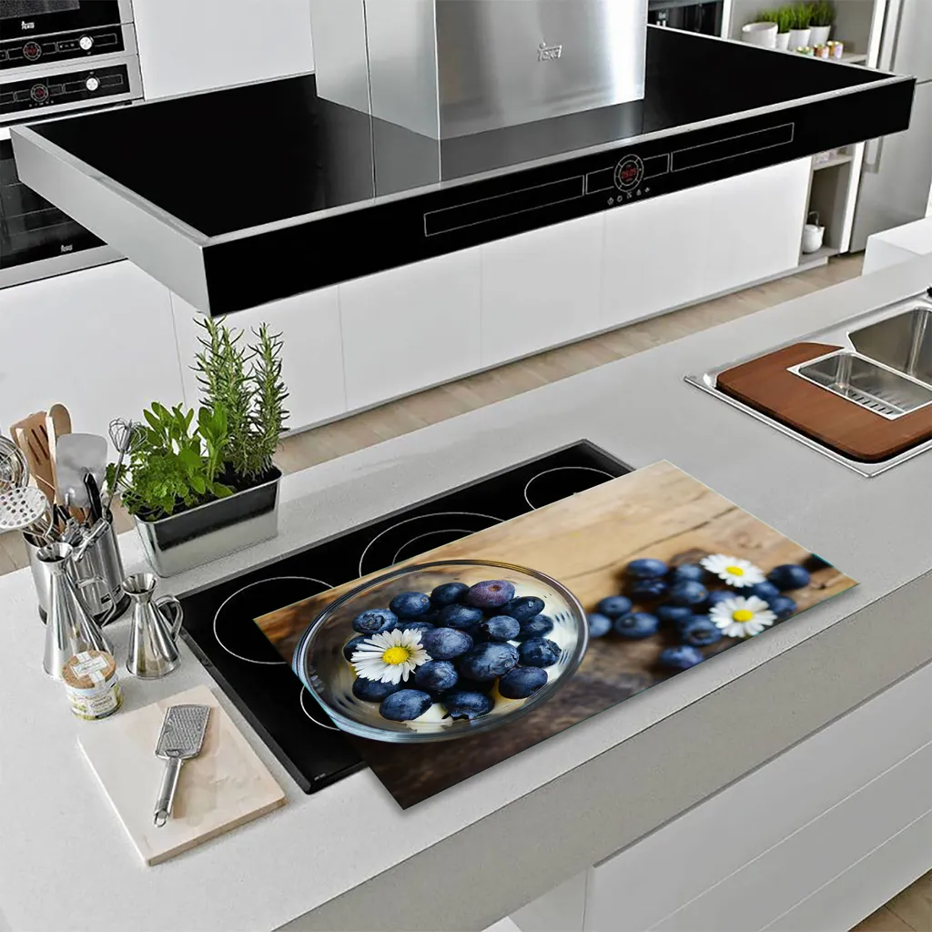 Piastra Vetro 80x52 per Piano Ceramica | Copertura e Paraspruzzi Frutta Blu - 12