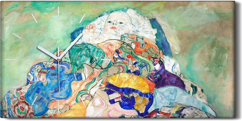 Leinwand Uhr Küche Wohnzimmer Bild Geräuschlos Kunstdruck 60x30 Baby Wiege - weiße Hände