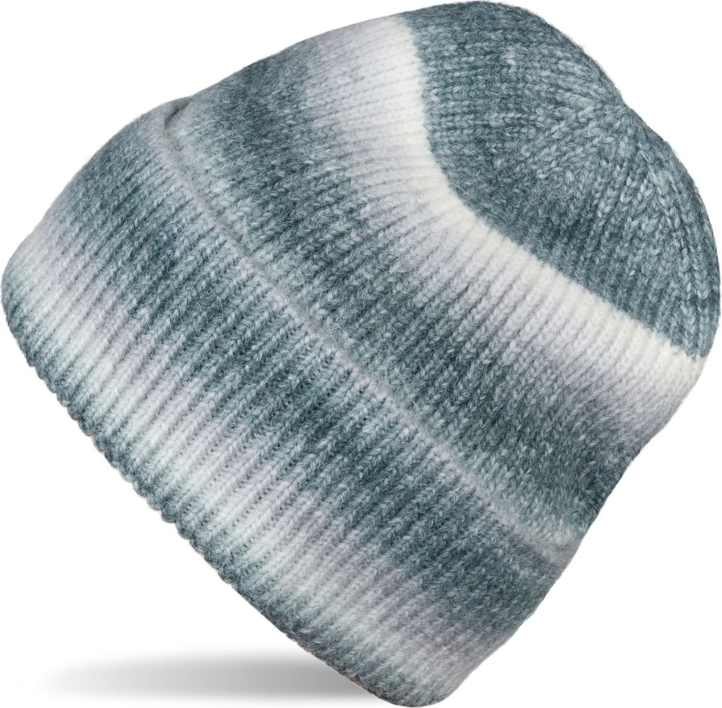 styleBREAKER Damen Strickmütze mit Streifen Farbverlauf im Ombré Look, Feinstrick Mütze, Strick Beanie 04024199