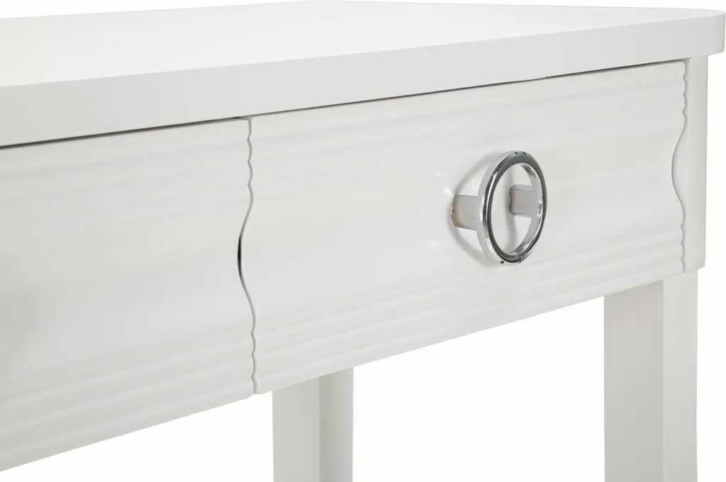 Table Console d'Entrée Blanche Bakar 110 cm avec Tablette Inférieure - 9