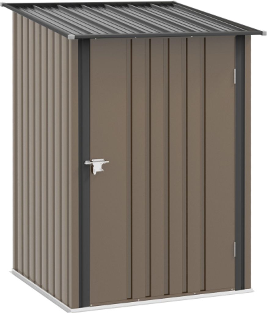 Geraetehaus Braun 100x103x160 cm Aus Stahl 0.92 m2 Geraeteschuppen Mit Pultdach Gartenschrank Abschliessbar Fuer Balkon Terrasse