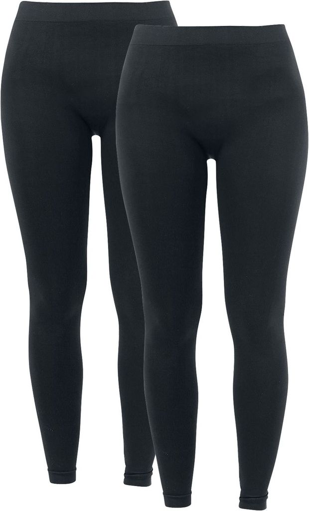 RED by EMP Damen schwarze Basic Leggings mit Stretch-Stoff im Doppelpack XS
