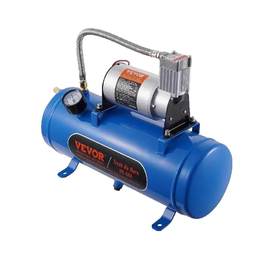Luftkompressor, 1,6 Gallonen Tank, Maximaldruck 120 psi, Betriebsdruckbereich 90-120 psi, Hochtemperatur-PA-Rohr, Eingebautes empfindliches Manometer