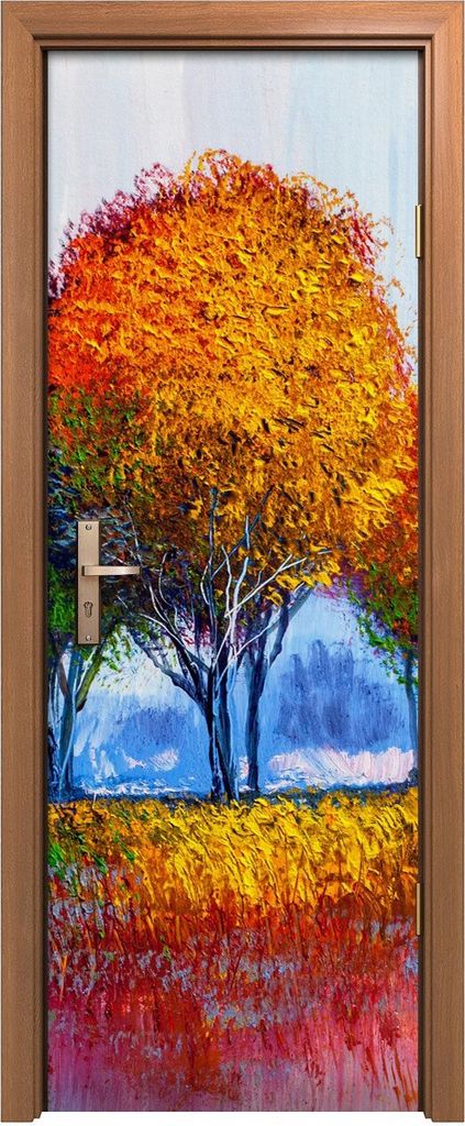 Türposter 70x200 cm Türaufkleber Türtapete Türfolie Klebefolie Bäume malen künstlerischen