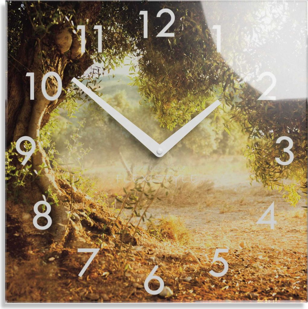 Quadratische Wanduhr aus Glas SOMMERBAUM