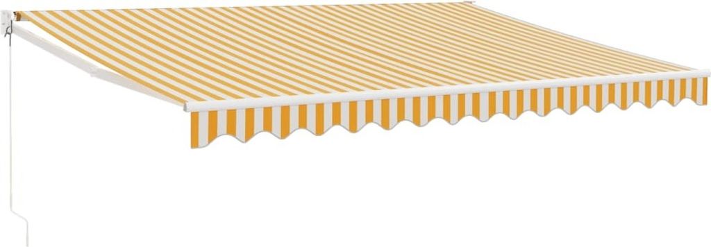Markise Einziehbar Gelb und Weiß 4x3 m Stoff und Aluminium