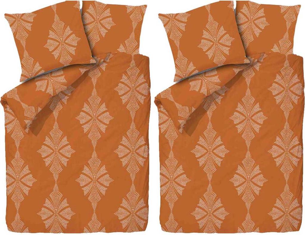 aboutyourhome bettwäsche Fleece Bettwäsche Winter Ornamente 135x200 80x80 diverse Farben, 4tlg. / Orange