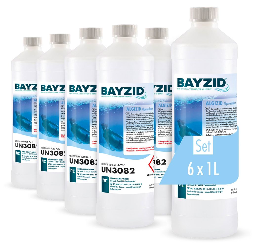 6x1 L BAYZID® Algizid Poolpflegemittel gegen Algen für Produktbild 
