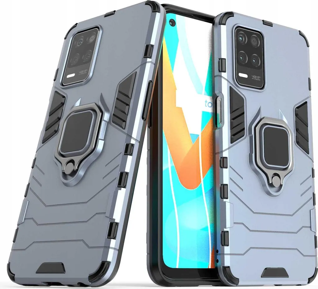 Coque Realme 8 5G SPACECASE X-ring Bleu avec support vidéo et bague - 3