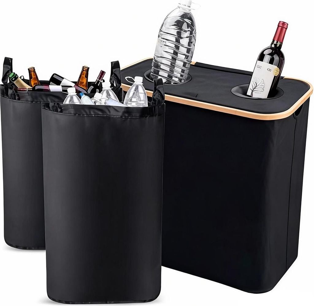 140L Pfandflaschen Aufbewahrung, Large Capacity Dual Trash Can Kitchen with 2 Independent Waterproof Inner Bags,Kitchen Garbage Can