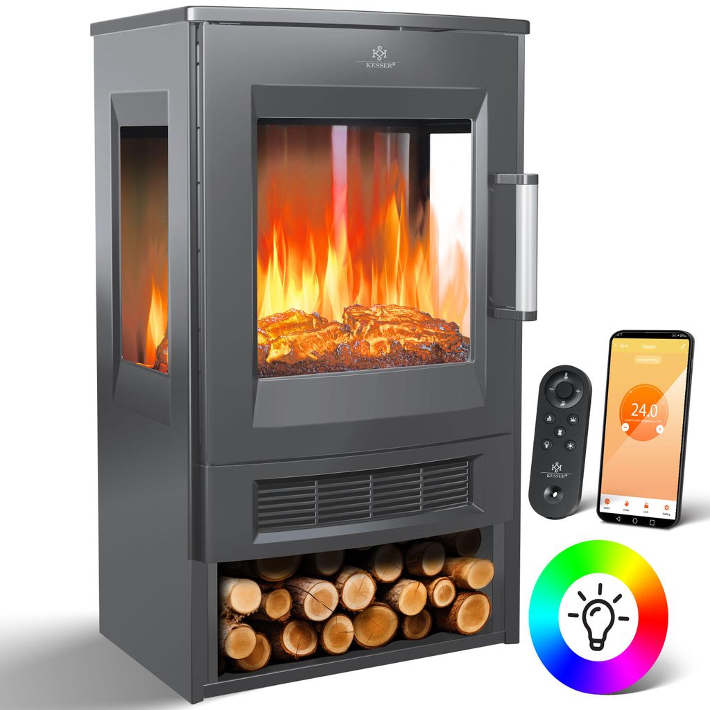 KESSER® Caminetto elettrico con ampia finestra panoramica, Immagine del prodotto 