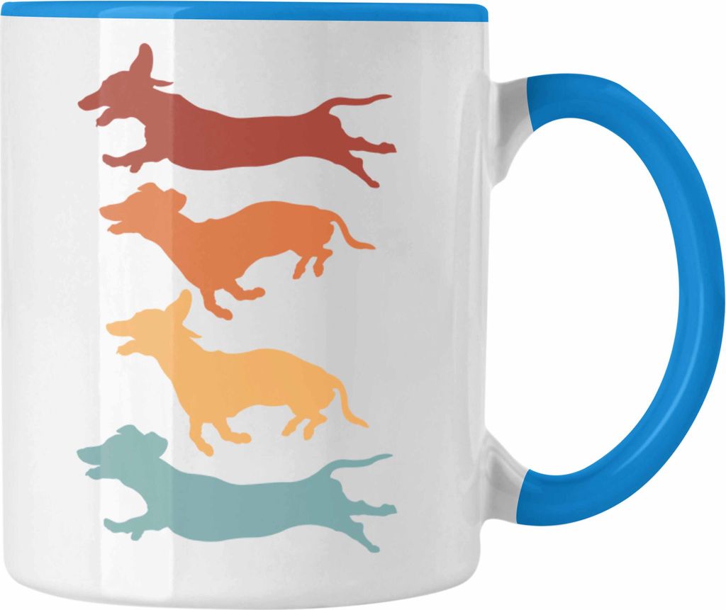 Trendation - Dackel Grafik Tasse Geschenk für Dackel-Besiterin Frauchen Herrchen Geschenkidee Kaffee-Becher (Blau)