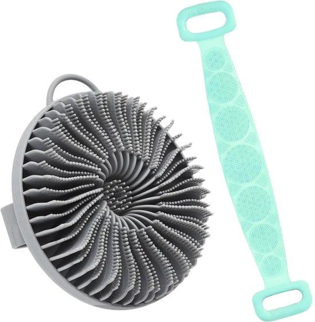 Brosse de douche en silicone exfoliante avec manche long pour le dos