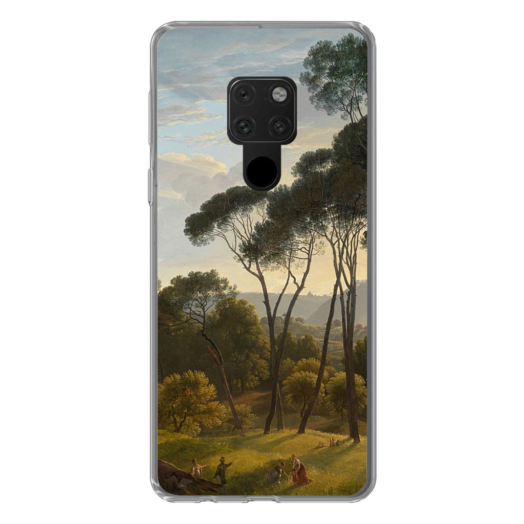 MuchoWow Handyhülle Schutzhülle Hülle für Huawei P40 Lite Italienische Landschaft mit Zirbelkiefer - Gemälde von Hendrik Voogd Silikon Softc...