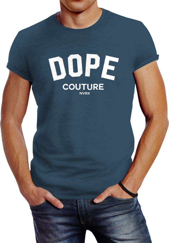 Herren T-Shirt DOPE COUTURE Slim Fit Neverless denim blue M