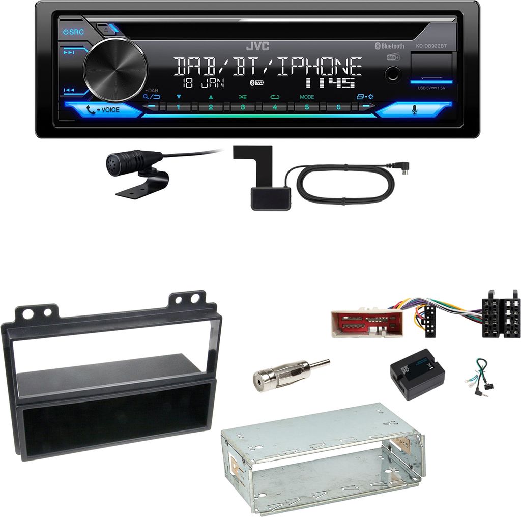 JVC KD-DB922BT Bluetooth Digitalradio USB CD Einbauset für Ford Fusion Fiesta