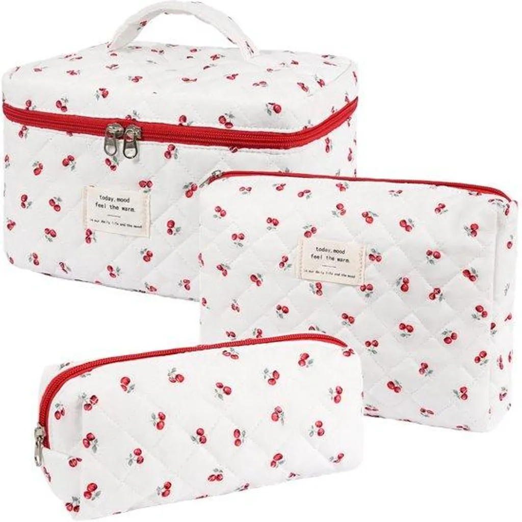 Trousse de maquillage motif floral pour femme - Format voyage moyen