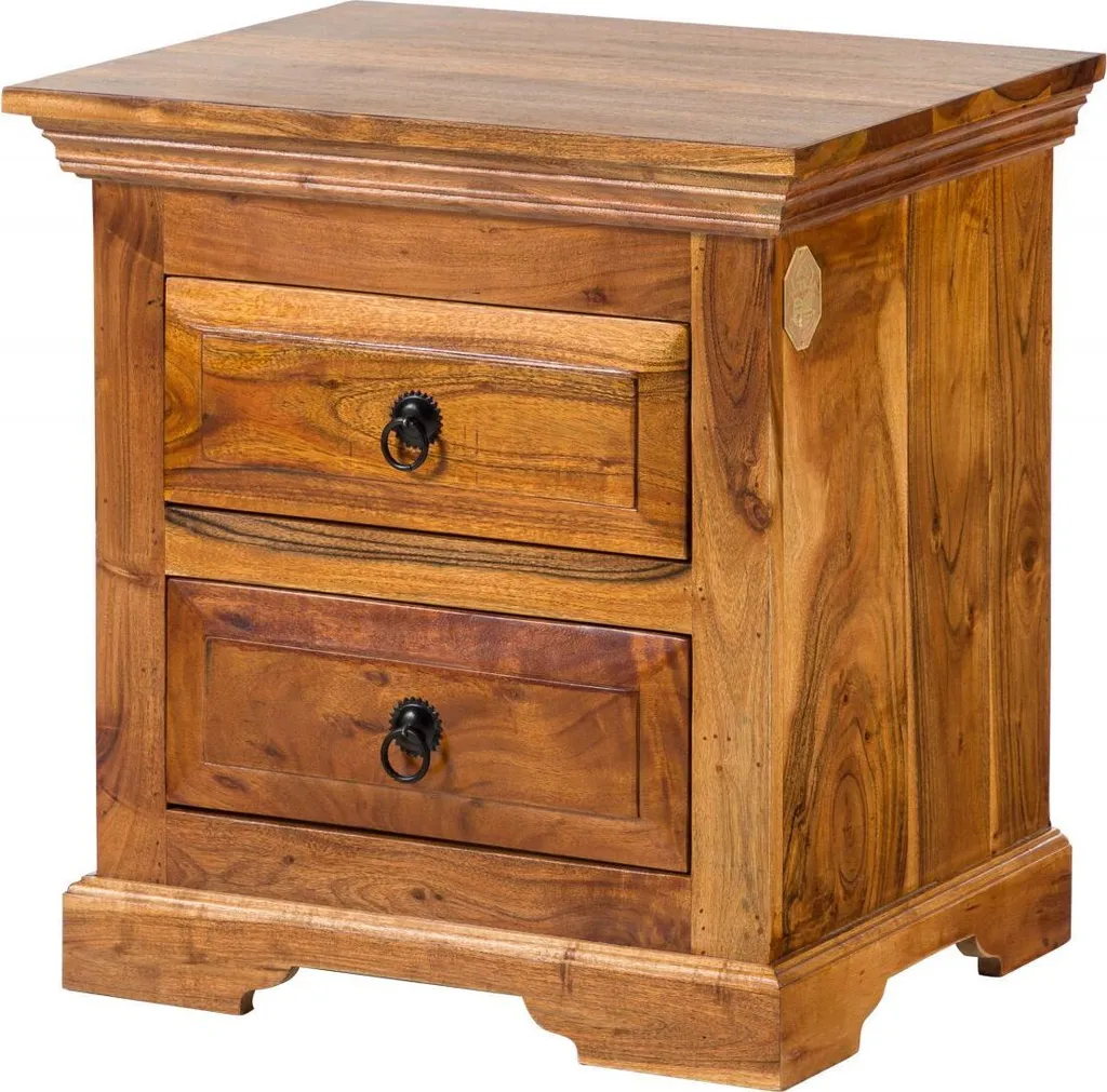 Petite commode en acacia massif miel 52x40 cm style colonial OXFORD