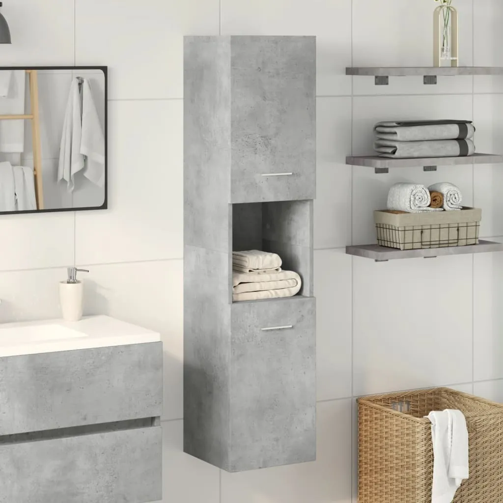 SYFAX™ Mobile Pensile da Bagno Grigio Cemento 30x30x130cm Truciolato