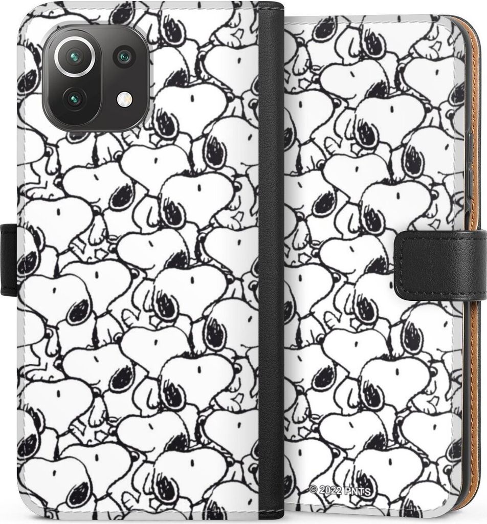 DeinDesign Klapphülle für Xiaomi Mi 11 Lite Handytasche Lederhülle Tasche Muster Peanuts Snoopy