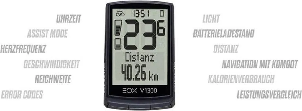 Compteur de vitesse vélo électrique Sigma EOX View 1300 pour trajets quotidiens