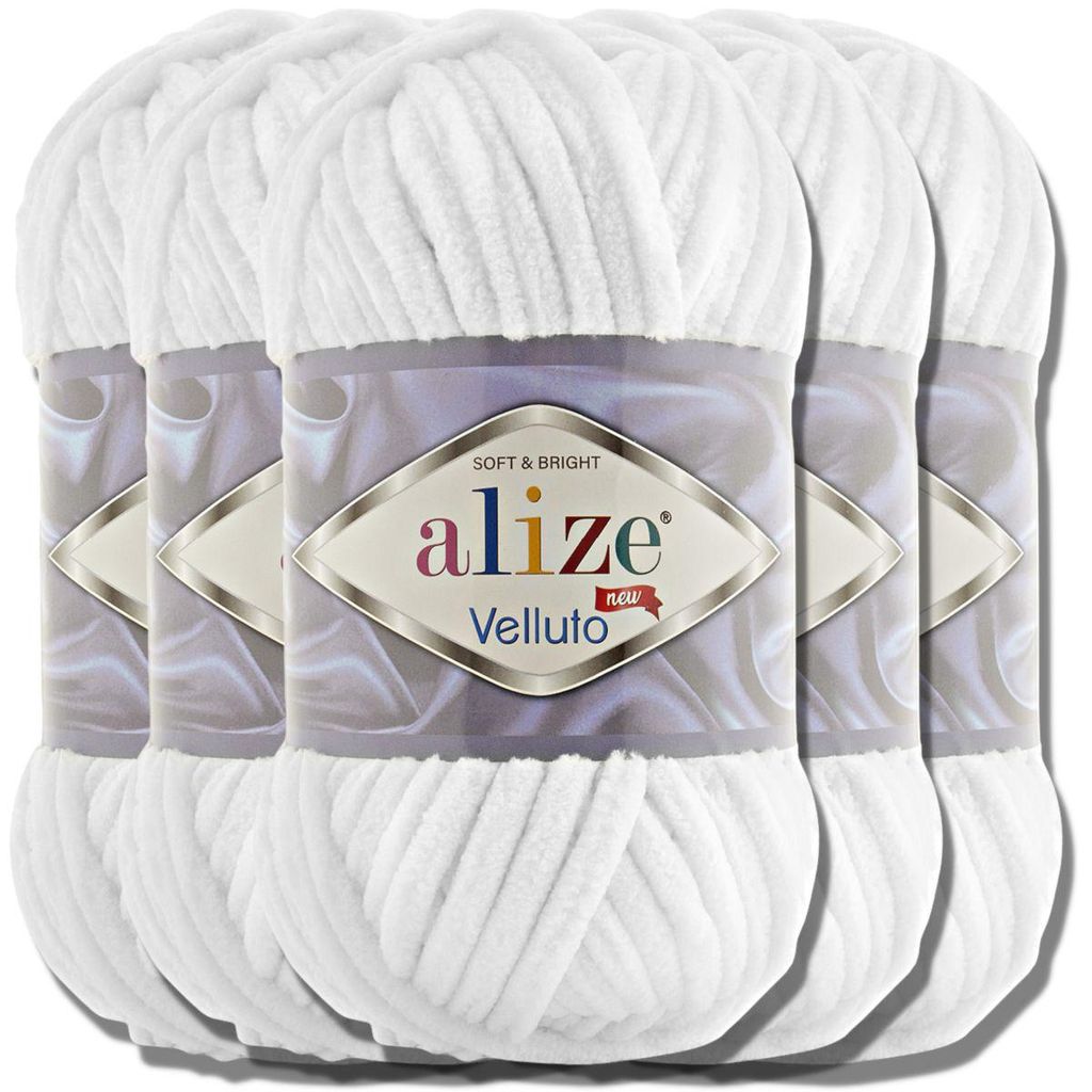 Alize 5x 100 g Velluto lana spessa, tinta unita, ciniglia, Immagine del prodotto 