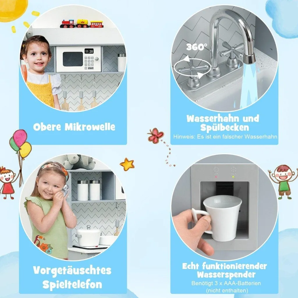 Cuisine enfant pour stimuler l'imagination - Jeu complet gris 80 cm haut - 5