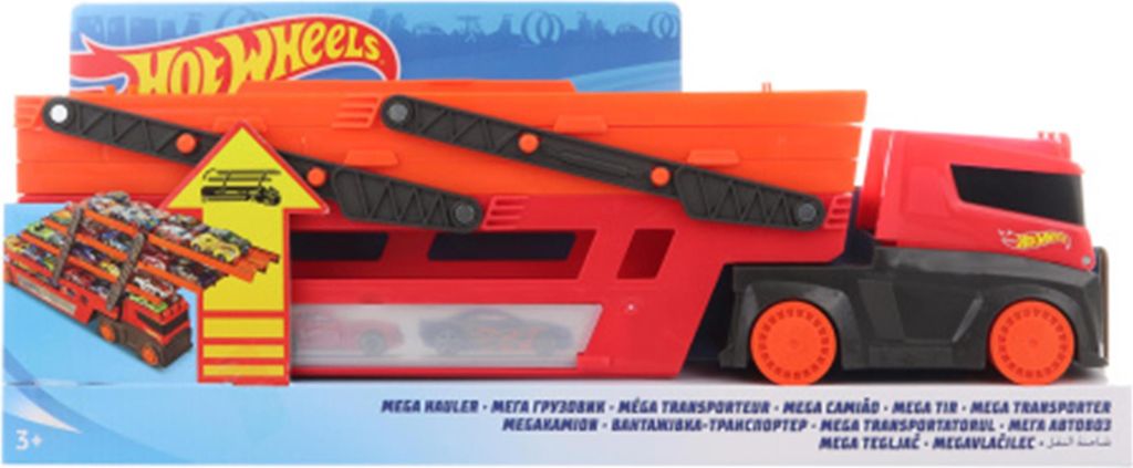 A toy truck in its packaging.