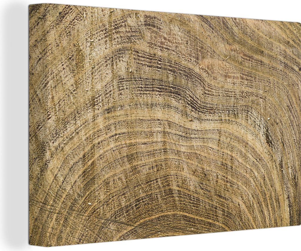 OneMillionCanvasses - Leinwandbilder - 140x90 cm, Struktur eines Brettes mit Jahresringen, Wandbilder Kunstdruck Wanddekoration - Foto auf Leinwa...