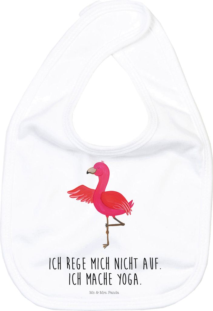 Mr. & Mrs. Panda Lätzchen Flamingo Yoga - Weiß - Geschenk, Meditieren, Schlabberlatz, Namaste, Aufgeregt, Für Babys, Sabberlätzchen, Entspannun...