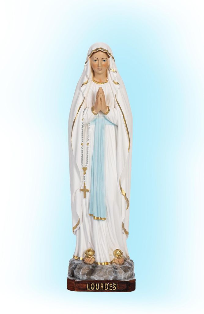 Madonna von Lourdes Statue 30 cm, Harz, handbemalt, für Innen & Außen