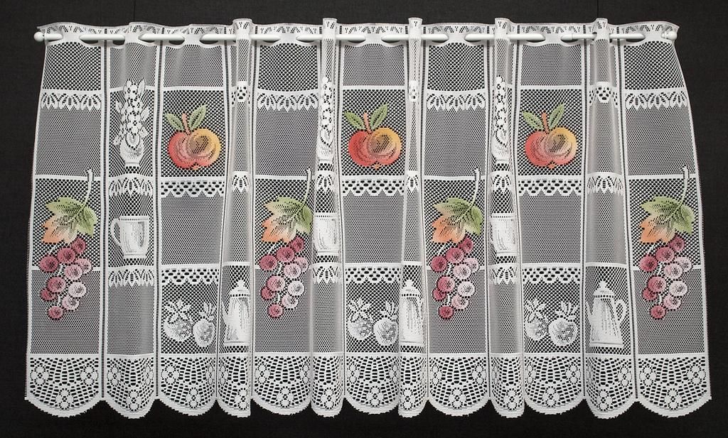 Gardinen Kranzusch Scheibengardine Früchte 45x102 cm H/B Bunt Bistrogardine Vorhang Küche 1er Pack