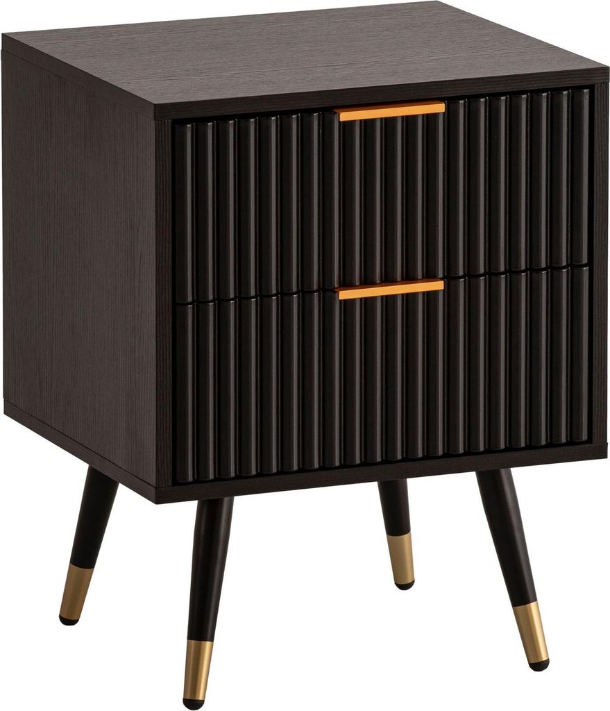 WOHNLING nachtkastje, zwart met eikenhoutdecor, 43,5 x 39 x Productafbeelding 