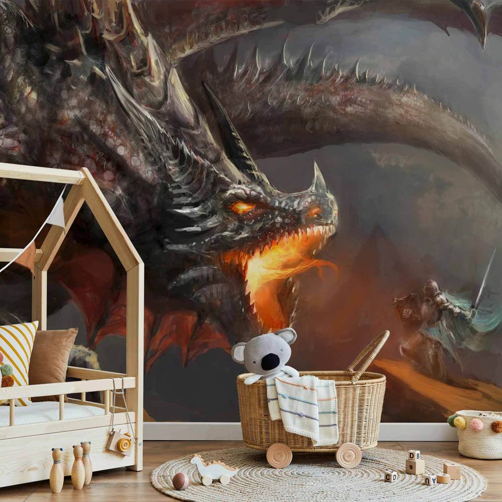 Vlies Fototapete - Dragon fire 350x245 cm Für Kinder g-A-0080-a-c