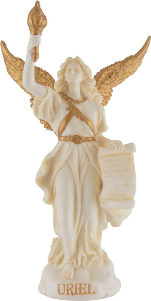 Veronese Miniatur Figur Erzengel Uriel Religiöse Skulptur Polyresin, Weiß-Gold