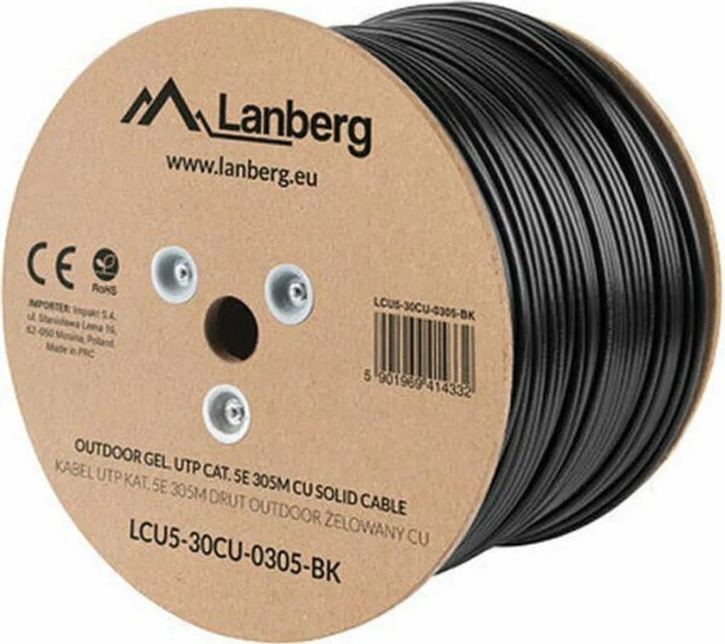 Lanberg LCU5-12CU-0305-BK Câble réseau Cat5e U/UTP Noir 305m 100% Cuivre